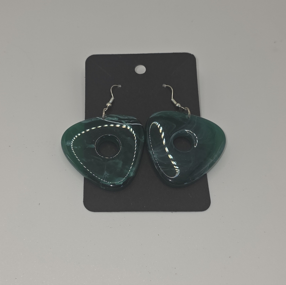 Coraline Seeing Stone Green Stone Hook Earrings Handmade HypoAllergenic